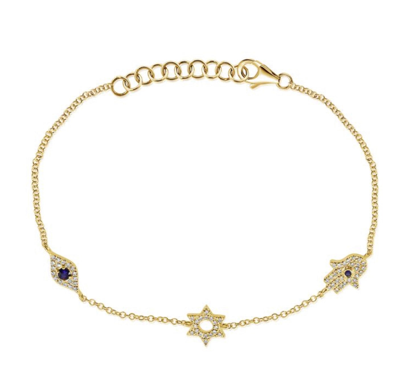 Diamond Jewish Symbols Bracelet