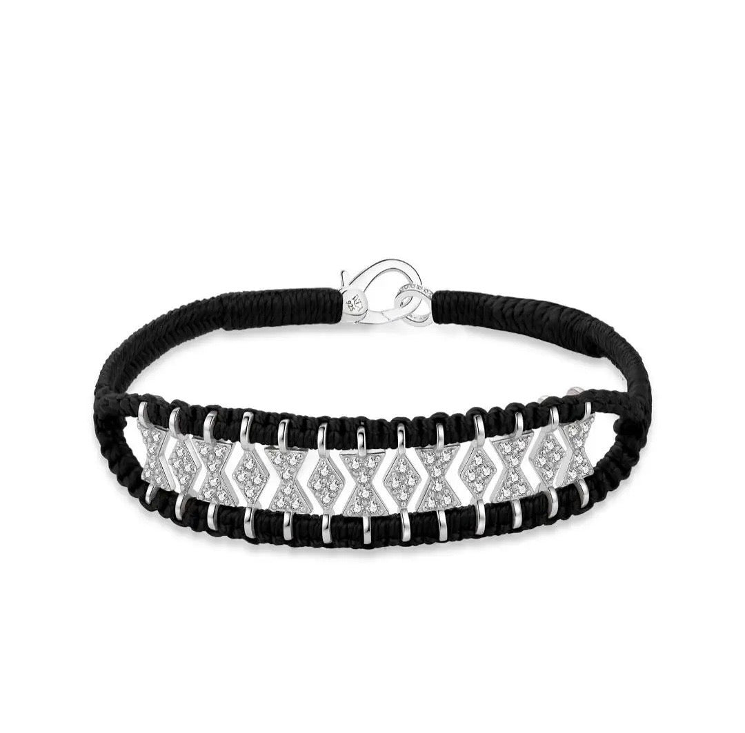 Black and Moissanite String Bracelet