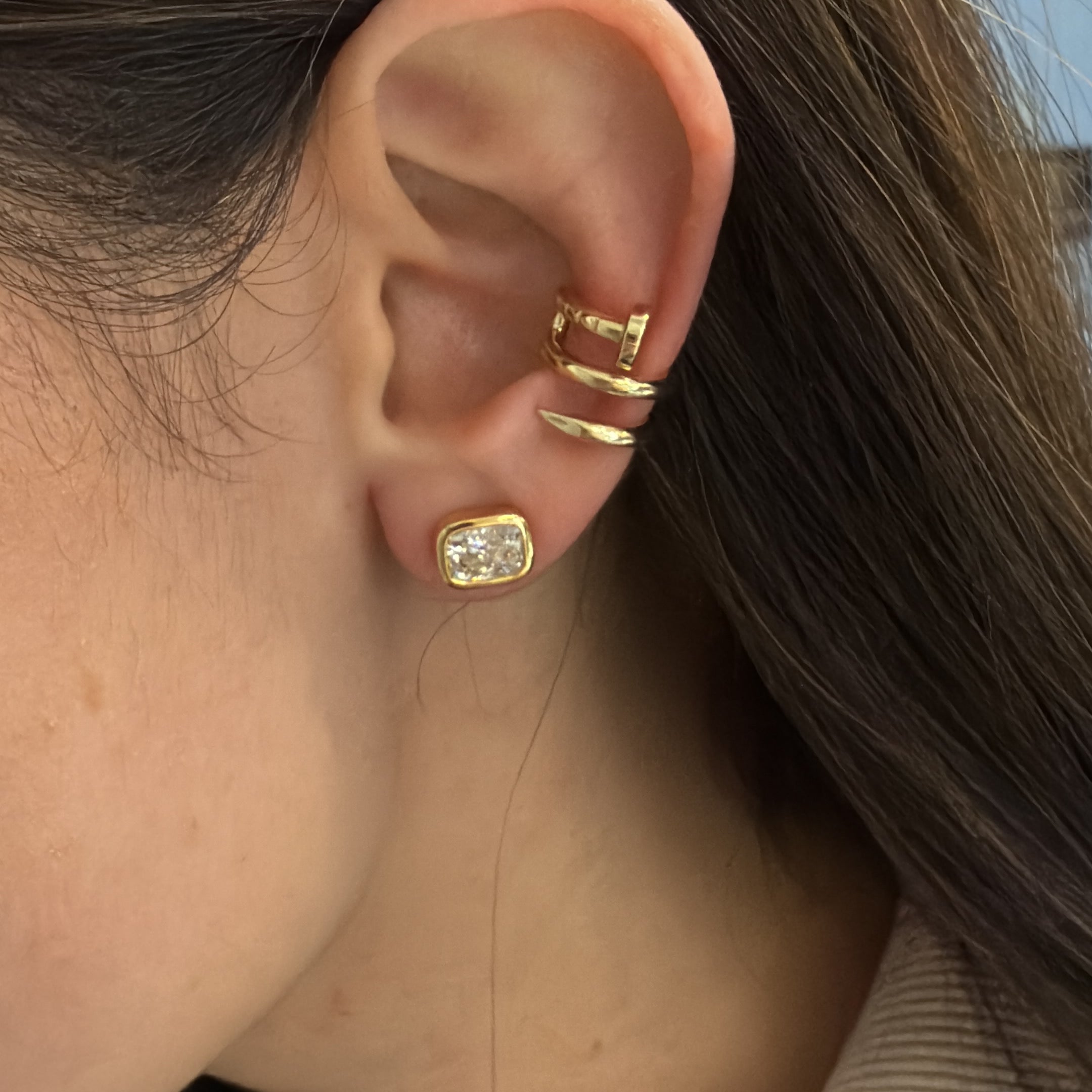 14k Yellow Gold Nail Ear Cuff