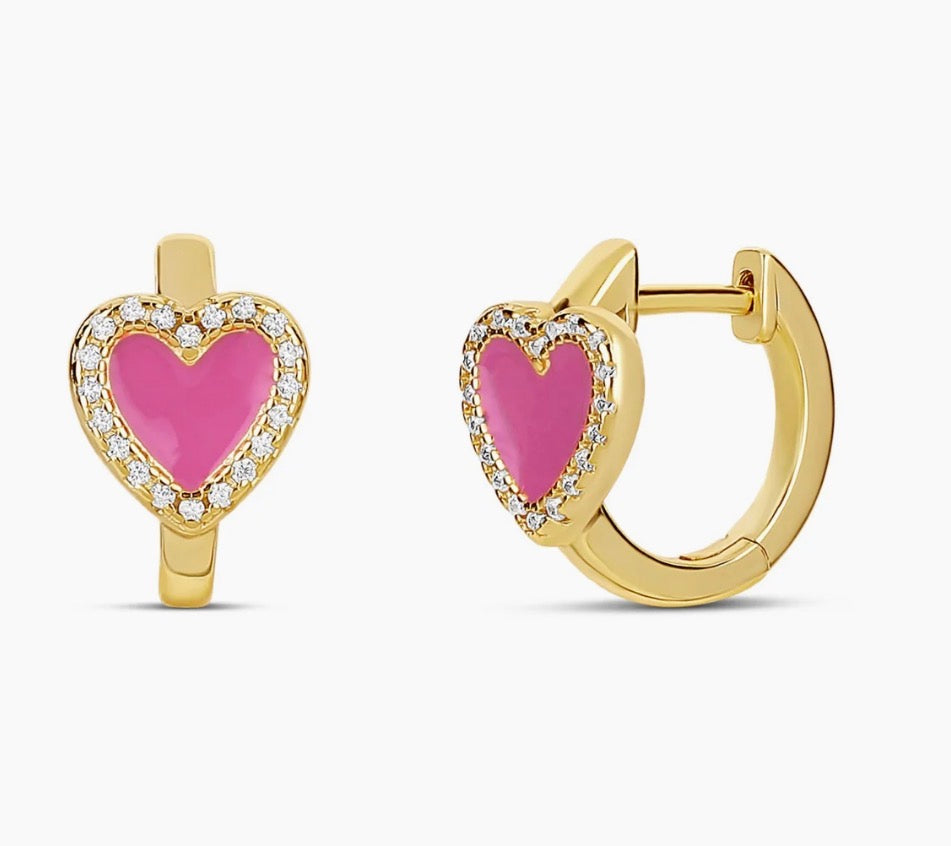 Enamel Heart Huggies