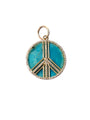 14k Turquoise and Diamond Peace Sign Charm