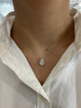 Half Bezel 3ct Pear Diamond Necklace