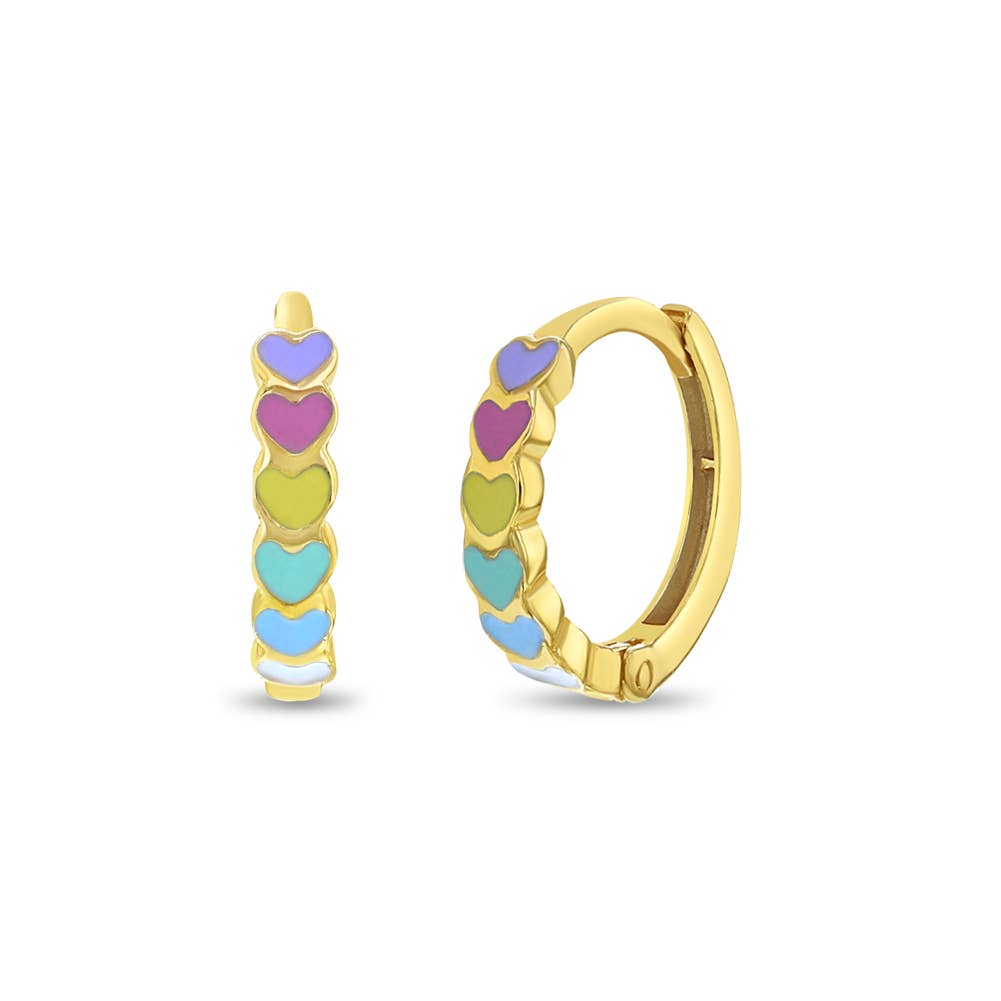 14k Gold Heart Cascade Kids / Children's / Girls Earrings