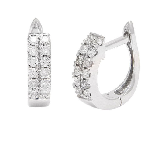 White Gold Huggie Single Micro Pave Diamond Earrings