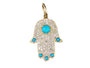 14k Diamond and Turquoise Hamsa Pendant