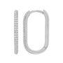 14k White Gold Rectangle Diamond Huggie Earrings