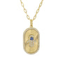 14k Yellow Gold Lines / Fluted Evil Eye Diamond Charm