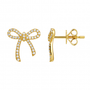 14k Yellow Gold Bow Diamond Stud Earrings