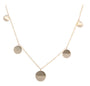 14k Gold Half Pave Diamond Circle 7 Station Necklace