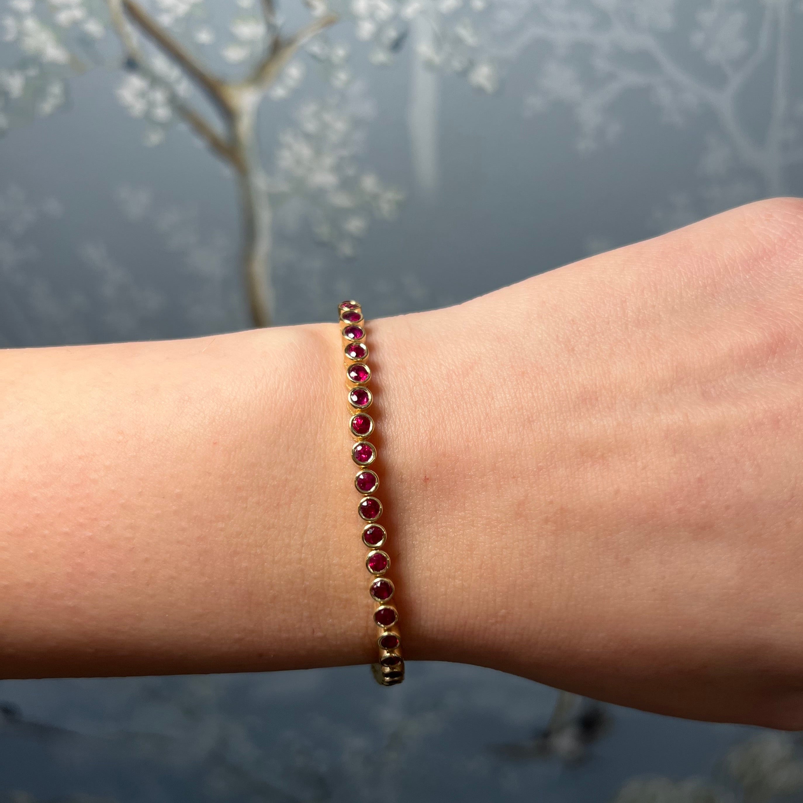 Ruby Bezel Set Tennis Bracelet