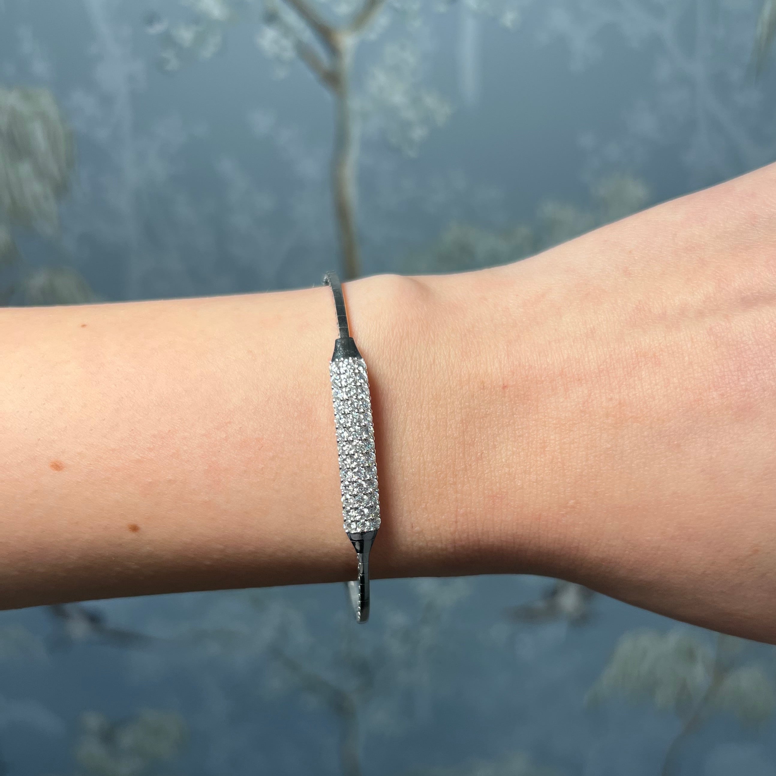 Diamond Bar Adjustable Bangle Bracelet