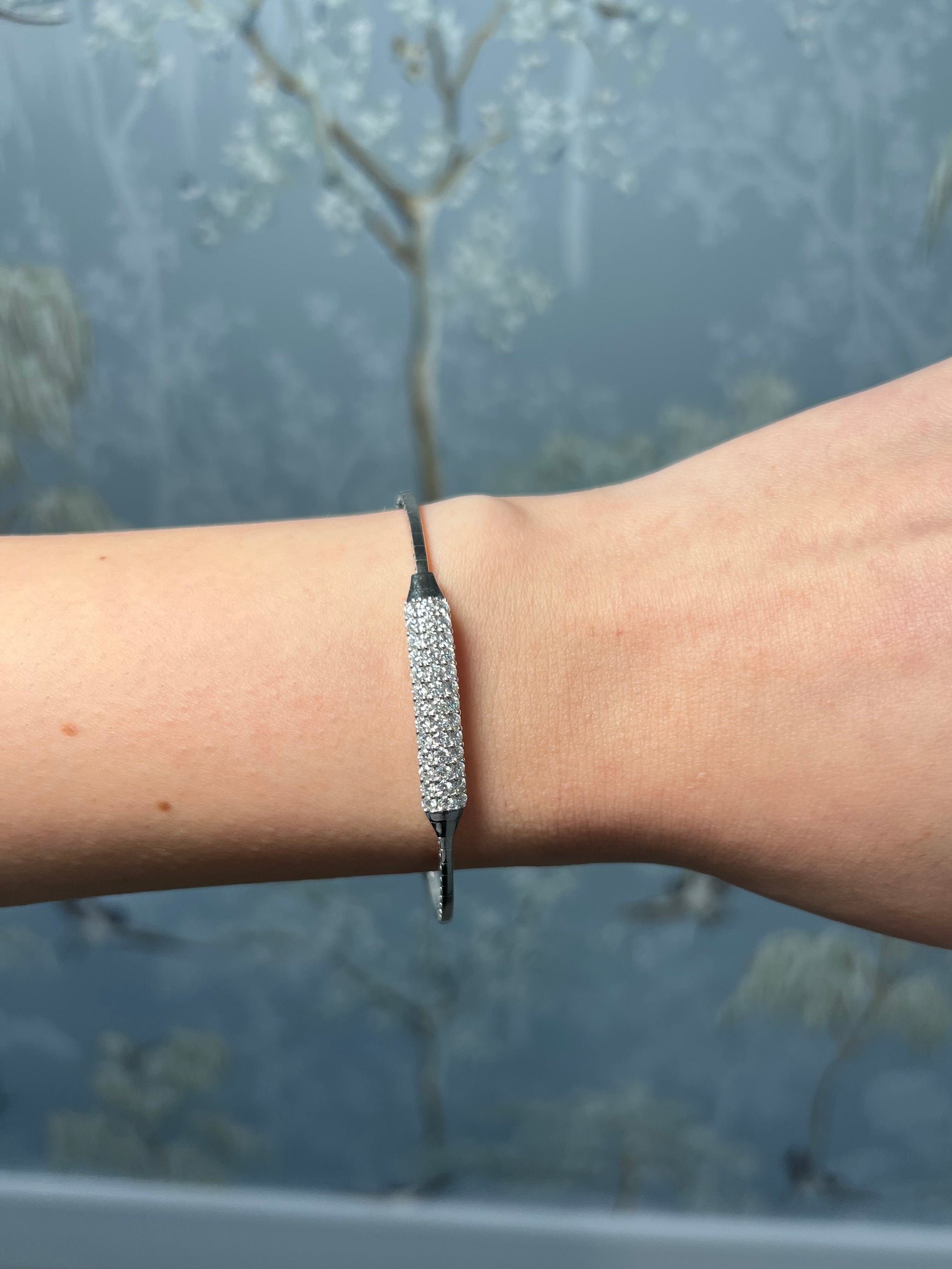 Diamond Bar Adjustable Bangle Bracelet