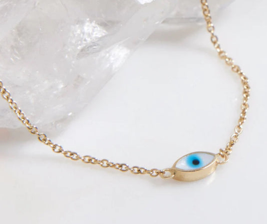 14k Yellow Gold Evil Eye Bracelet