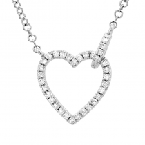14k White Gold Open Heart Diamond Necklace