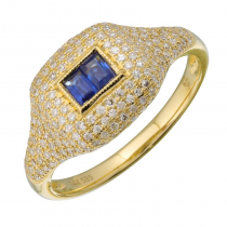 14k Yellow Gold Sapphire Signet Ring