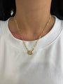 14k Yellow Gold Double Bezel Lab Oval Diamond Necklace