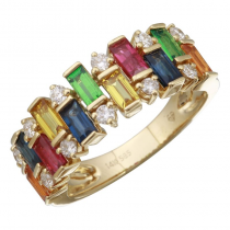 14k Yellow Gold Multi Gemstone Ring