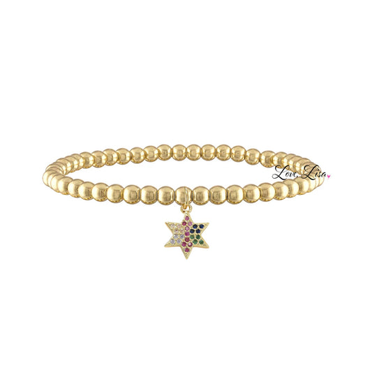 Colorful Star of David Beaded Bracelet