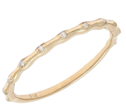 14k Thin Band with Diamond Ring