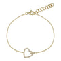 14k Yellow Gold Open Heart Diamond Bracelet