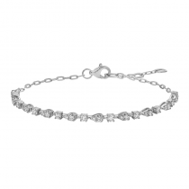 14k White Gold Station Diamond Chain Bracelet