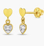 14k CZ Heart Dangle Girl Earrings