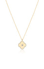 Gold Plated Textured Clover Pendant Necklace