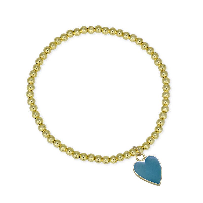 Enamel Heart Bracelet - Red, Black, Turquoise, White Finish