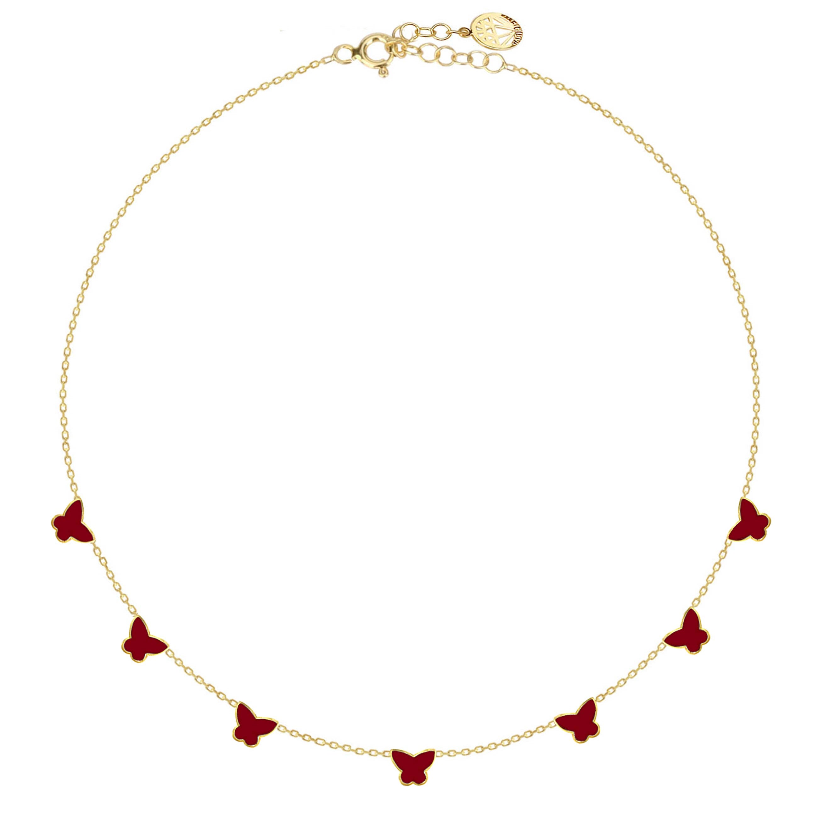 Gold Plated Butterfly Enamel Necklace