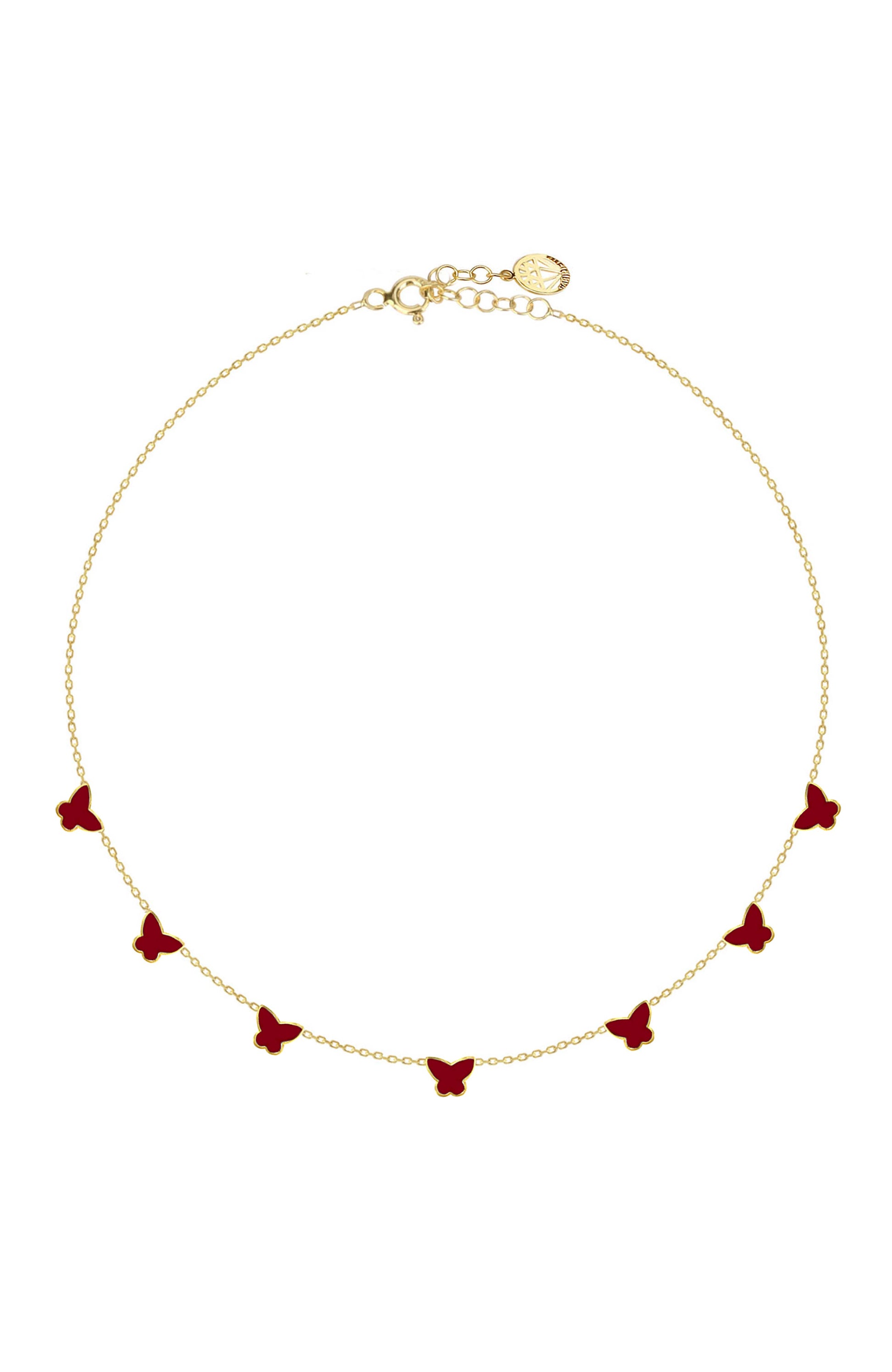 Gold Plated Butterfly Enamel Necklace