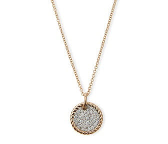 14k Rose Gold Pave Rope Round Necklace