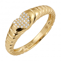 14k Yellow Gold Diamond Heart Ring