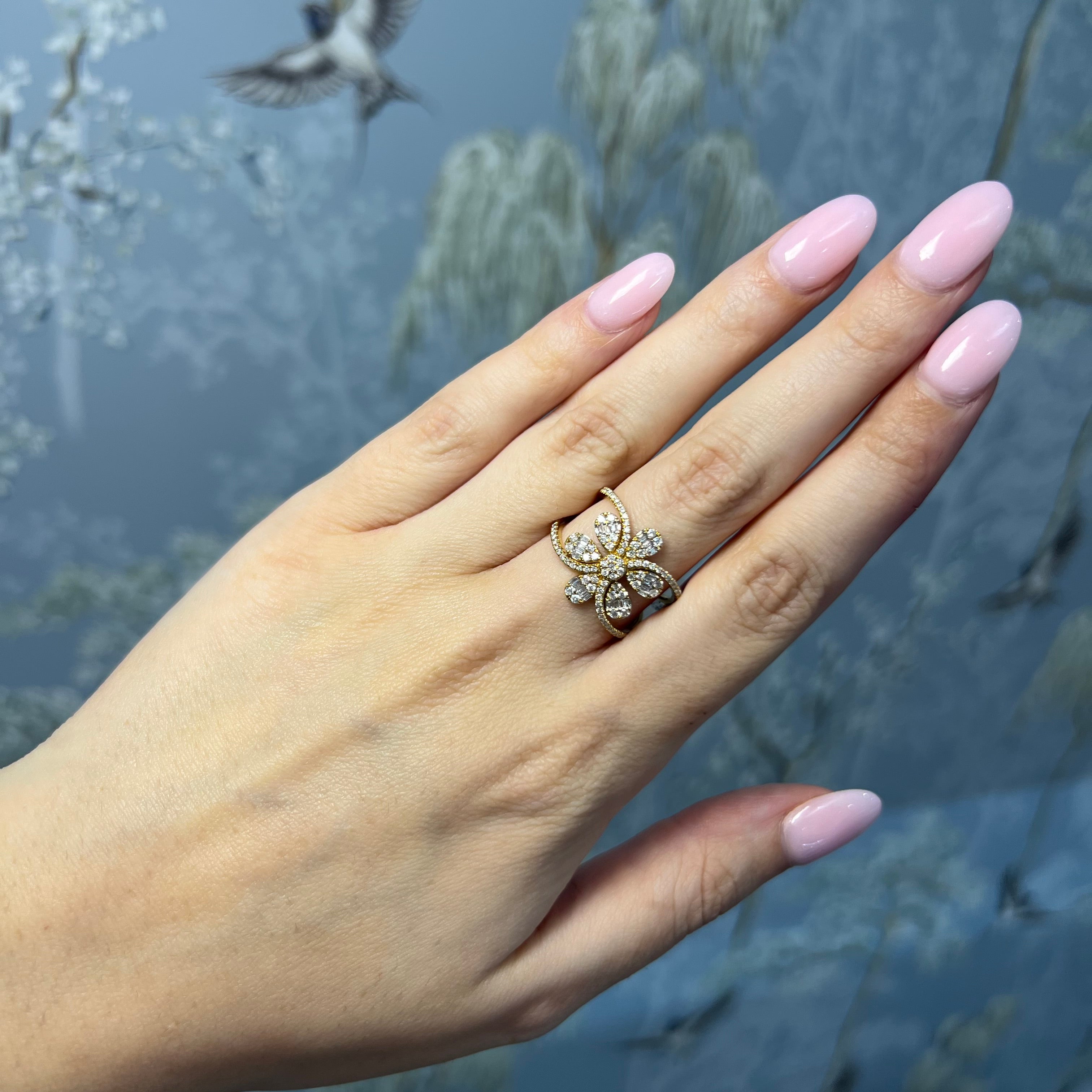 Diamond Baguette Flower Ring
