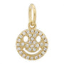14k Yellow Gold Smiley Face Diamond Necklace Charm