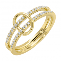 14k Yellow Gold Charm Bail Diamond Ring