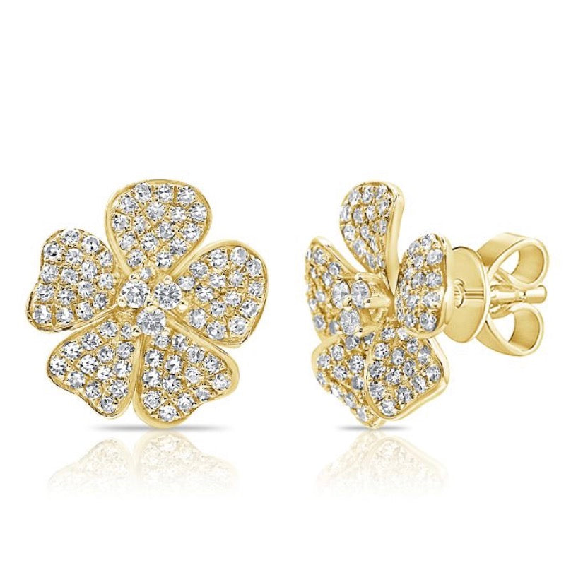 .57CT DIAMOND FLOWER STUD EARRINGS