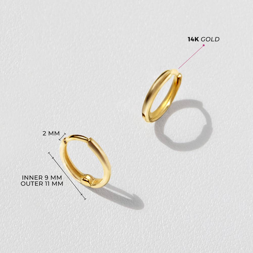 14k Yellow Gold Perfect Tiny Hoop 7mm Baby / Kids Earring