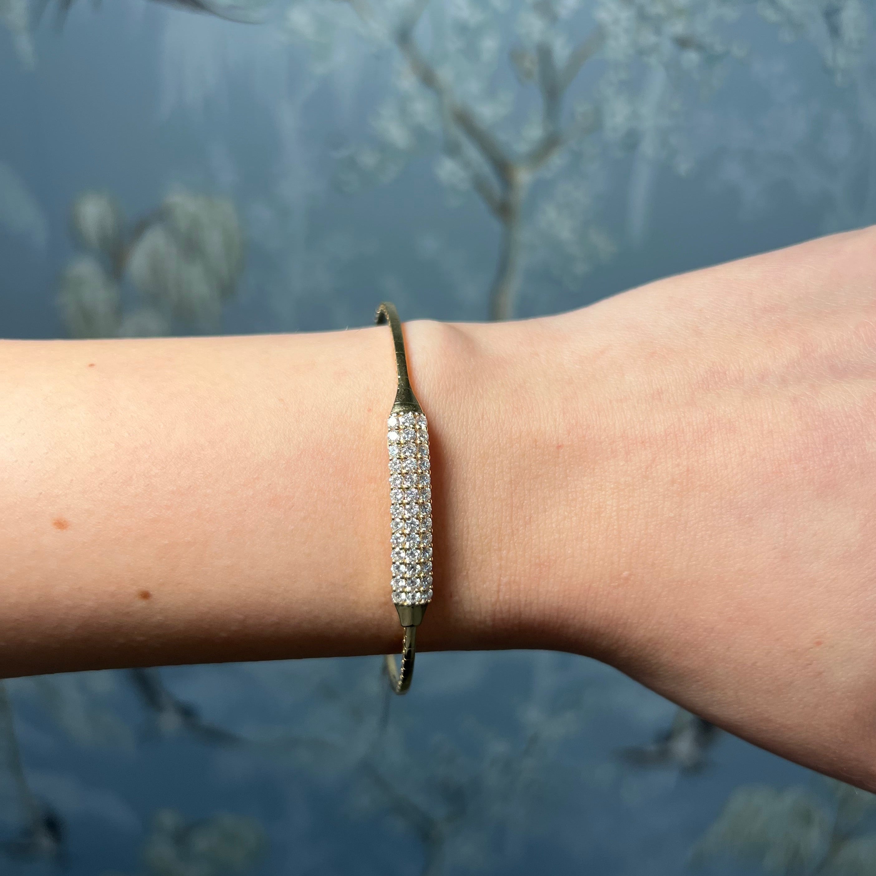 Diamond Bar Adjustable Bangle Bracelet