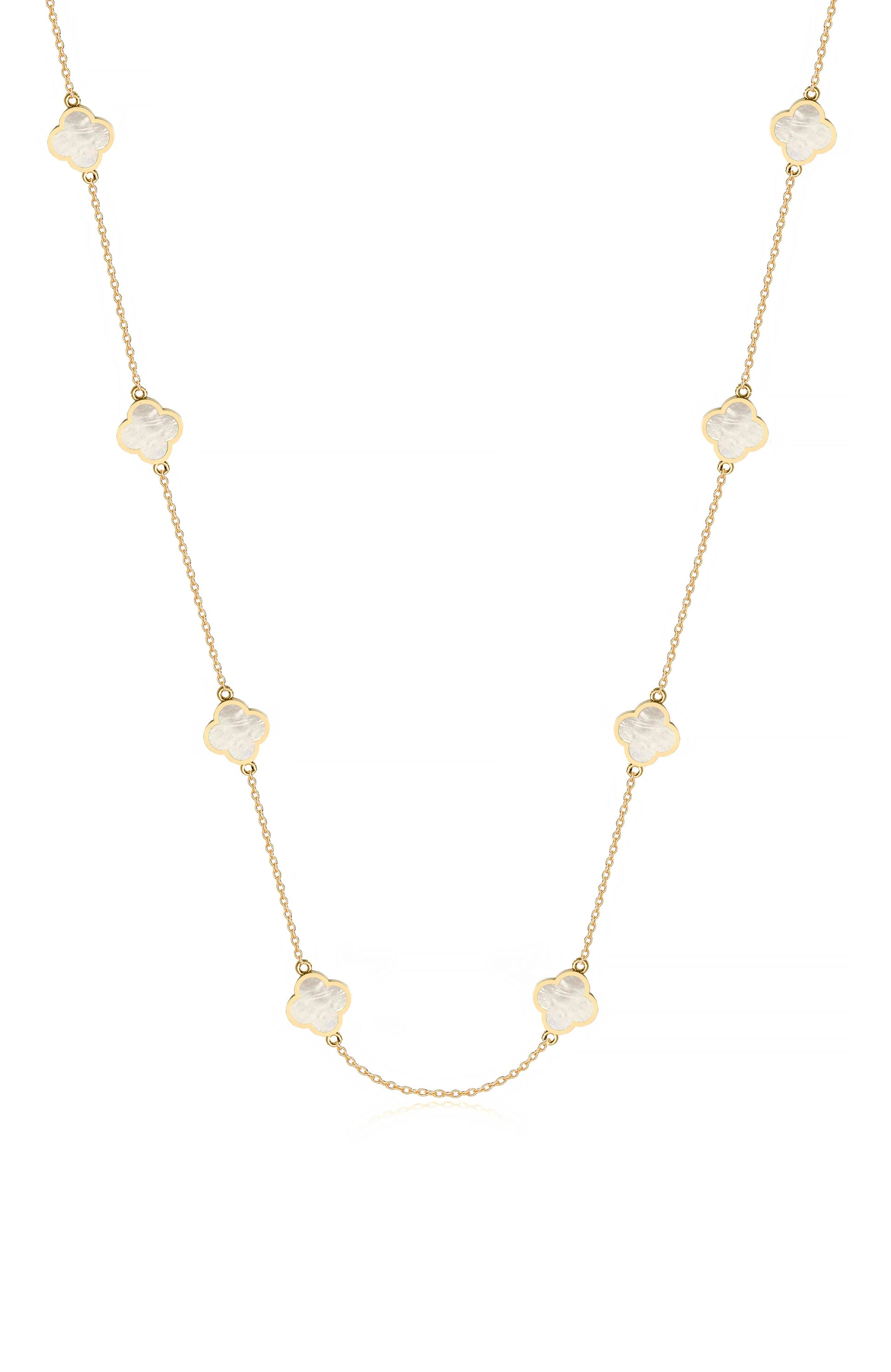 Inlay Clover Station Necklace