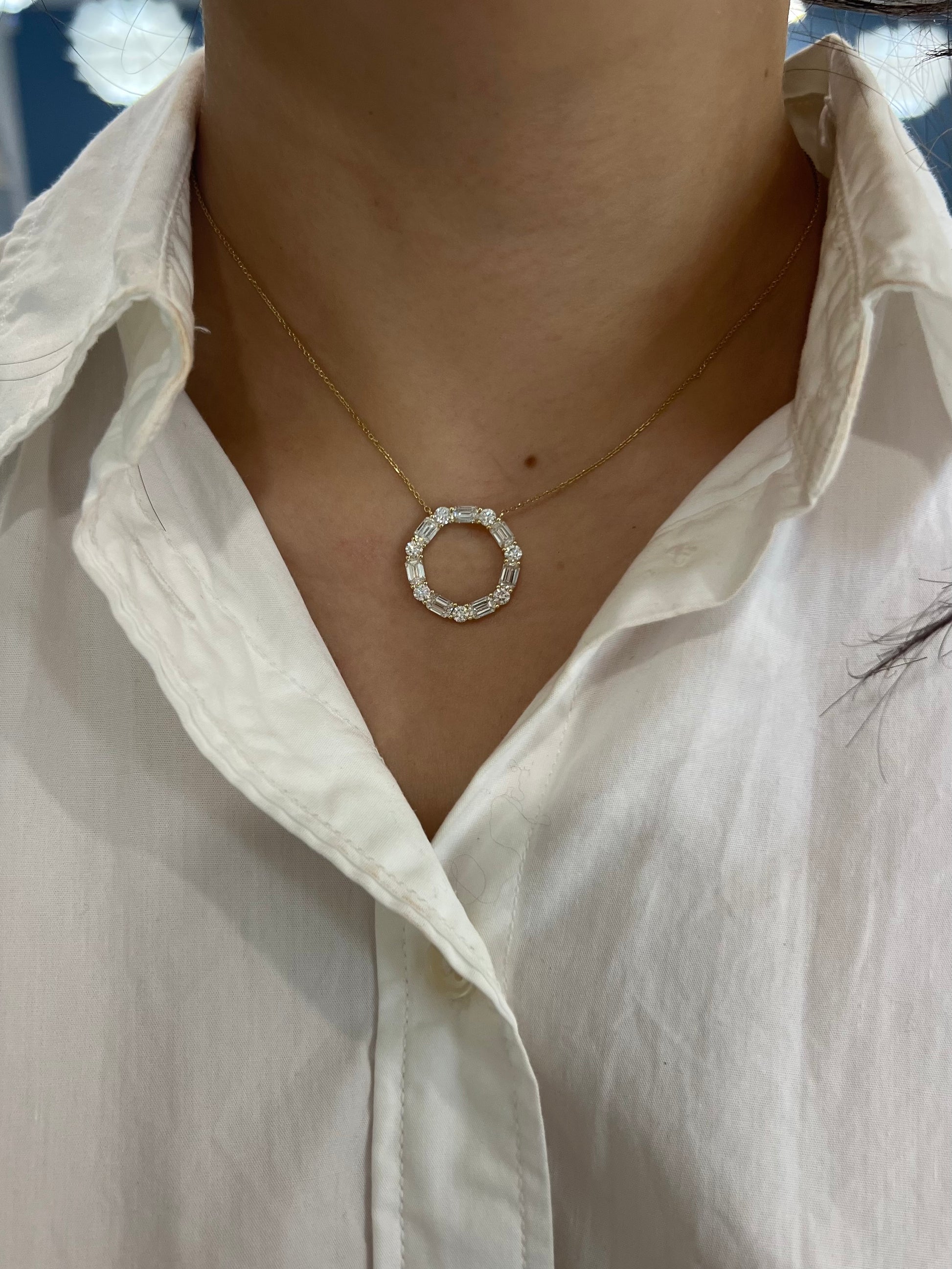 Diamond Round Pendant Necklace