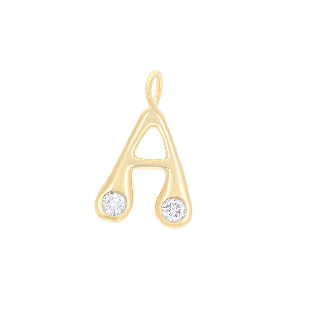14k Letter A Charms with Diamonds