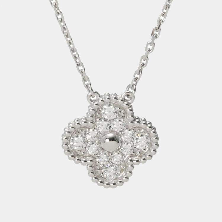 14k Gold Diamond Clover Necklace