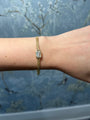 Yellow Gold Mesh Chain with Emerald Diamond Stone Bracelet