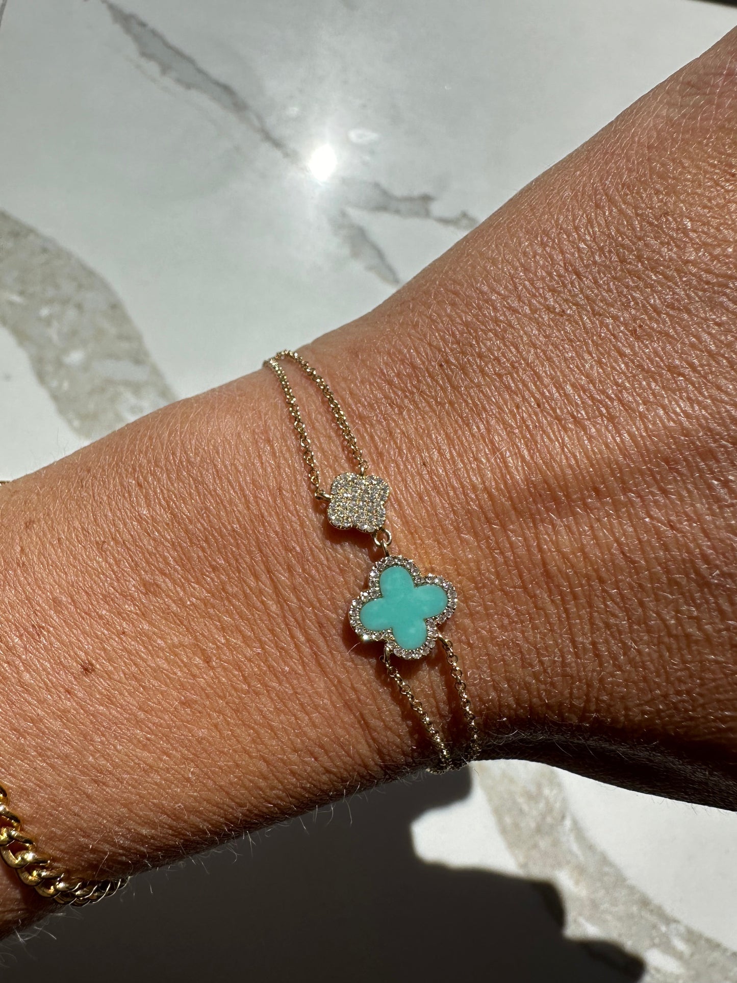 14k Double Clover Bracelet