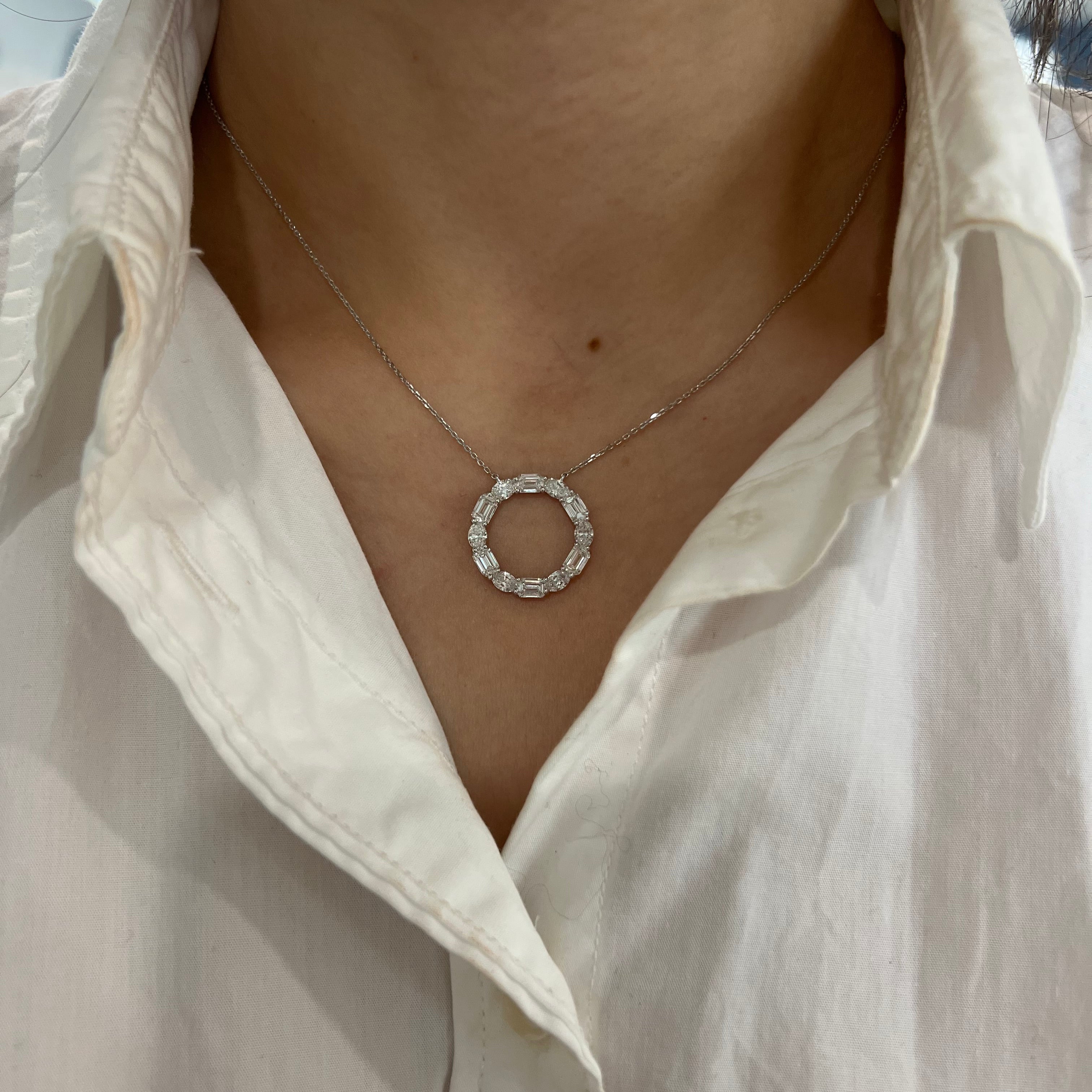 Diamond Round Pendant Necklace