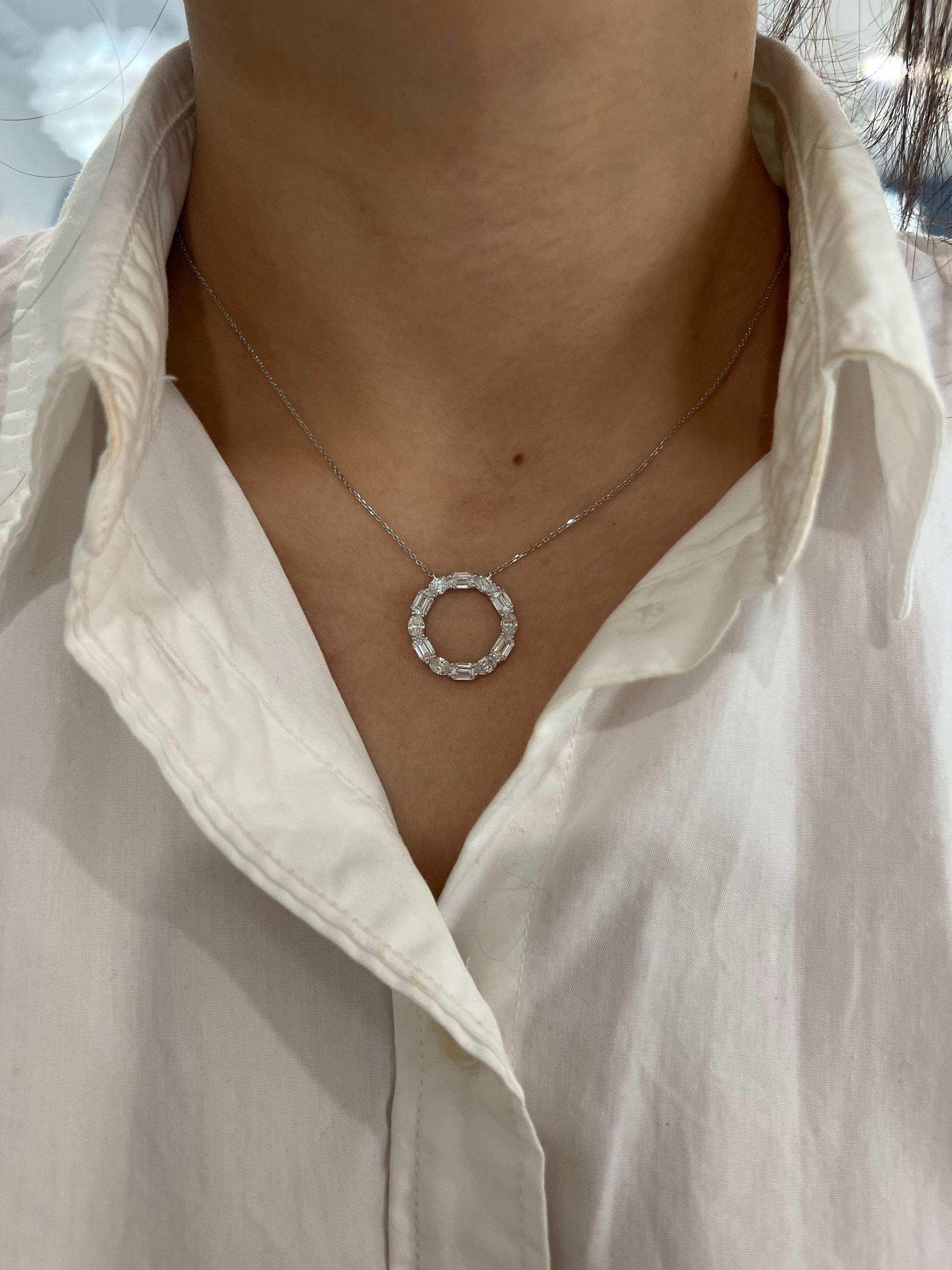 Diamond Round Pendant Necklace