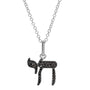 14k White Gold Chai Black Diamond Necklace