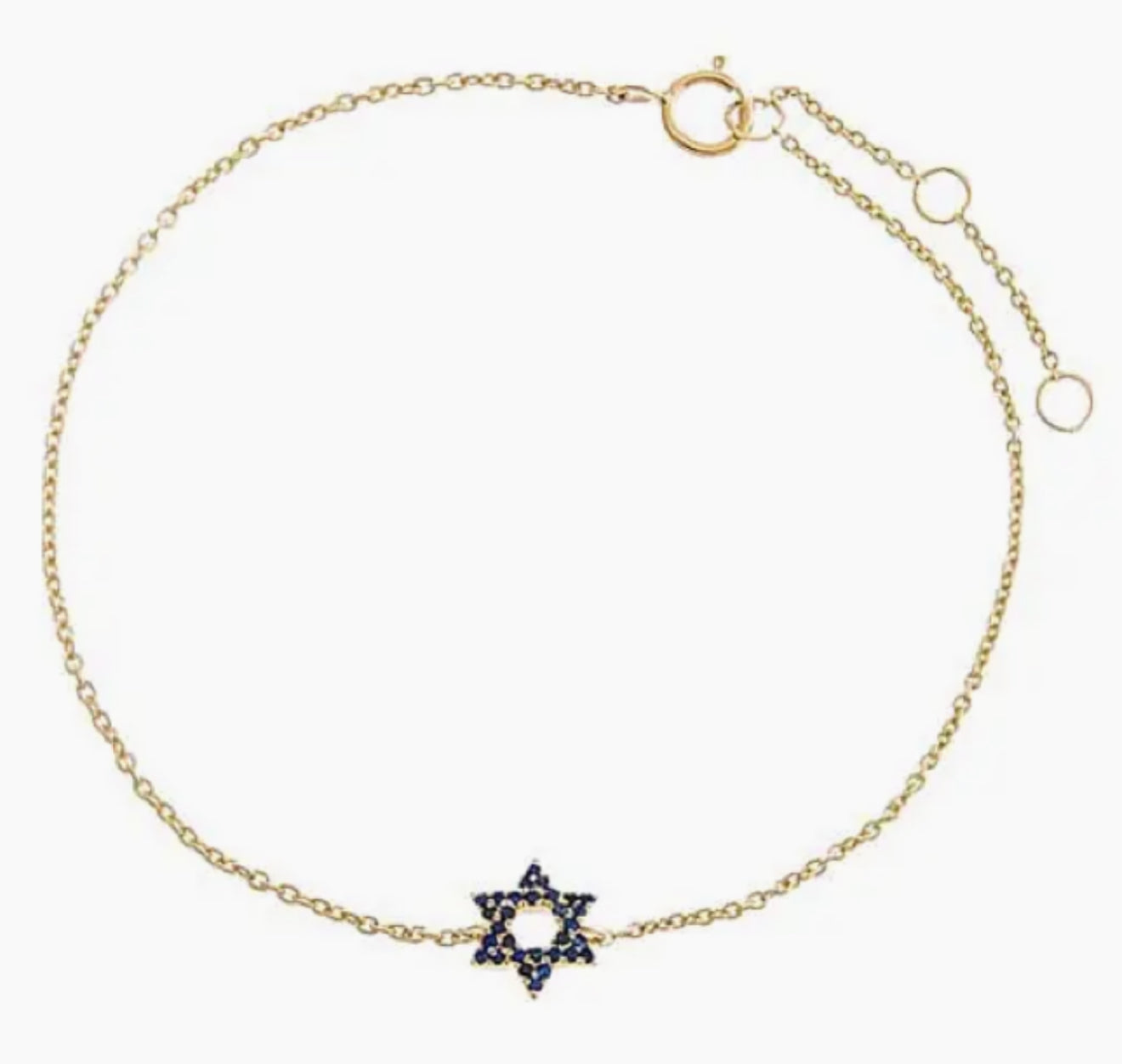14k Sapphire Blue Star of David Bracelet