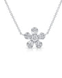 .46CT BAGUETTES AND DIAMOND FLOWER PENDANT NECKLACE