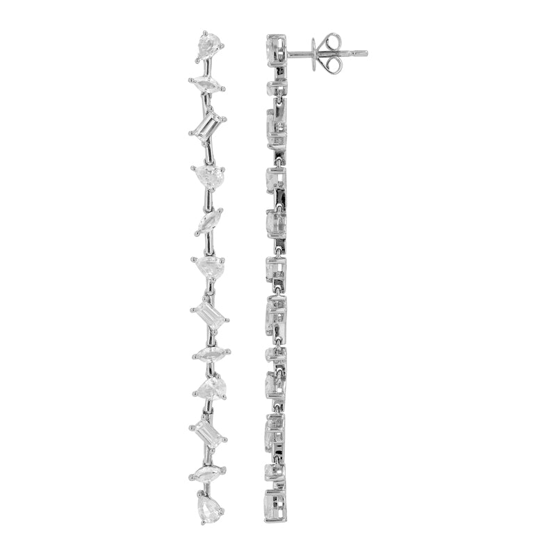 14k White Gold Multi-shape White Sapphire Drop Earrings